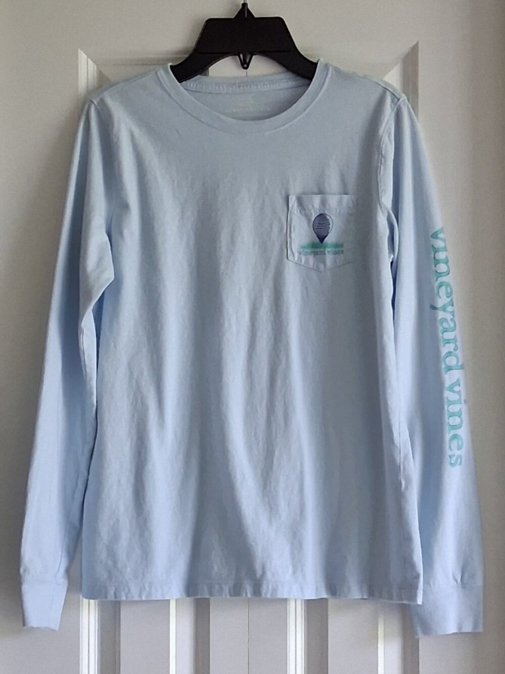 Vineyard Vines "Golf Bag" Light Blue Long Sleeve Women's Tee Size S